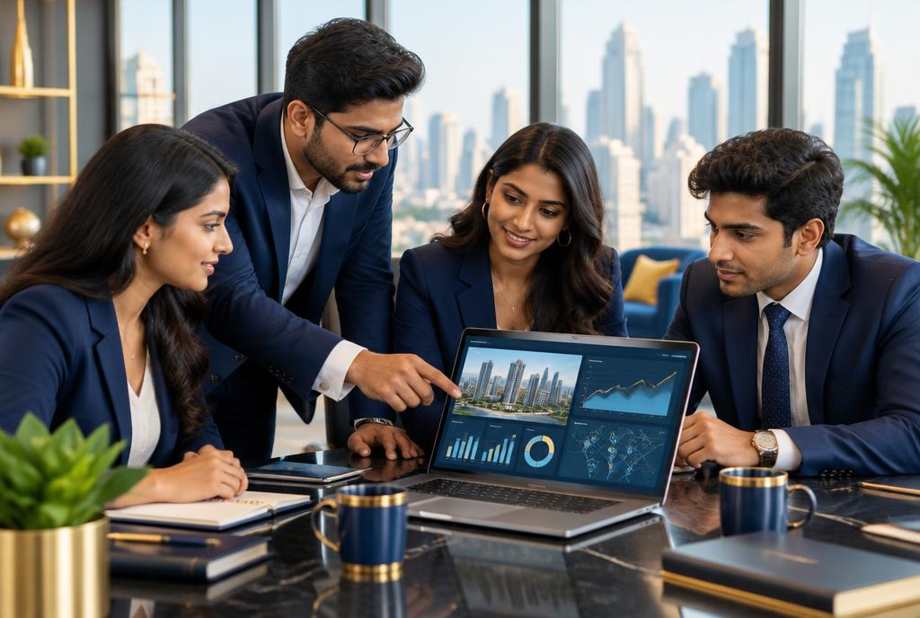 Zrotis team reviewing property marketplaces on a laptop